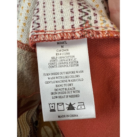 NWT Miss Me Brick‎ Red Patchwork Knit Sleeve Cropped Denim Shacket Womens Size M - Picture 12 of 14